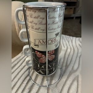 Pier 1 Black and White Love Mugs Set valentine ready💕💕